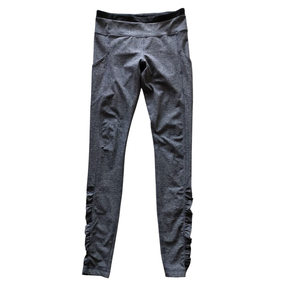Lululemon Women's Speed Tight III Heathered Black Ruched Mid-Rise Leggings Sz 6 - Picture 2 of 13